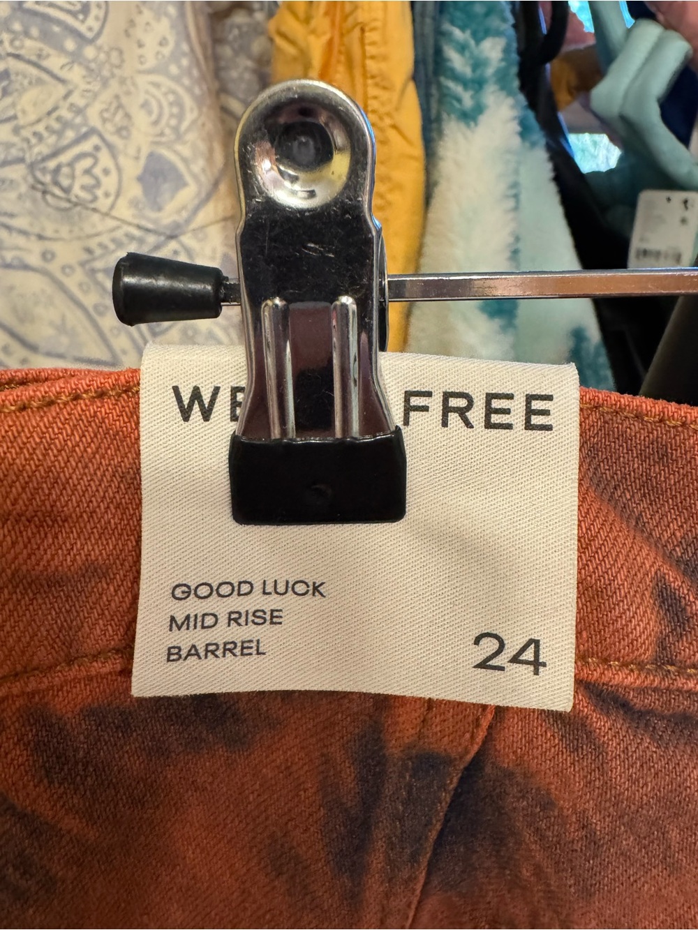 NWT Free People We The Free Good Luck Mid-Rise Barrel Jeans - raspberry - 24 - Picture 10 of 12